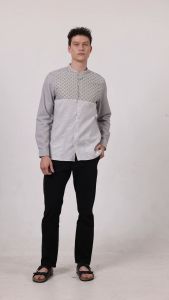 MOC Kemeja Koko Lengan Panjang Pria TIDORE - GREY
