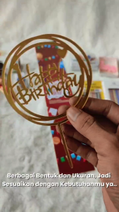 Topper HBD Mini Birthday Cake Toper Kecil Ultah Happy Birthday Akrilik