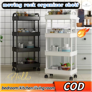 3/4/5 Tier Kitchen Organizers Storage Organizer Rack Movable Kitchen Racks Organizer Bathroom Shelf Home Bedroom Moving Trolley Rack