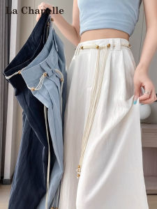 La Chapelle | White Icy Silk Cotton Linen Wide-leg Trousers