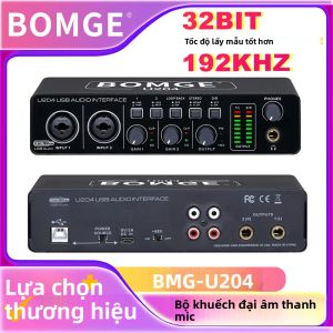BOMGE U204 Giao Diện Âm Thanh USB 2x2 Di Động 32Bit 192kHz Với Nguồn Ảo 48V Cho Máy Tính PC Phát Trực Tuyến Ghi Âm Guitar Podcasting