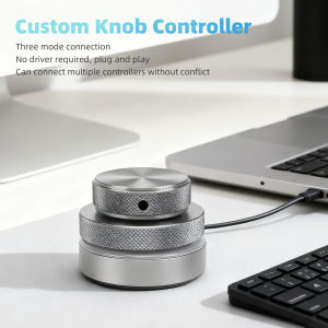 Volume Control Knob 2.4G Bluetooth USB C Wired Multimedia Controller Knob with RGB Light for Phone Tablet PC Volume Control Knob