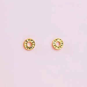 CHOW SANG SANG 周生生 999 24K Solid Gold Dainty Stud Earrings for Women 94535E