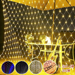 【Tiaioi】<พร้อมส่ง>ไฟตกแต่ง ตาข่ายไฟ ไฟตาข่าง ขนาด ปรับได้8โหมด ประดับเทศกาล ไฟคริสต์มาส ตรุษจีน ไฟกระพริบ