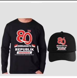 KAOS LENGAN PANJANG DEWASA AGUSTUS HUT RI 80 FREE TOPI