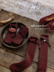 Girls Stockings Spring and Autumn Pure Cotton Kids Ankela Red Festival Stockings Fashion Baby Calf Socks