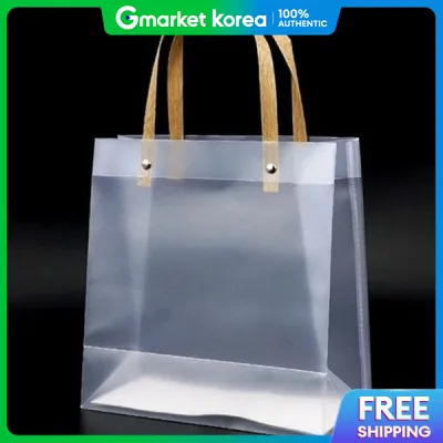Rizpick Pp Translucent Plastic Shopping Bag with Handle Medium Size for Gifts and Packaging