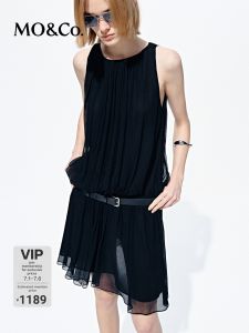 MO&Co. | New Summer Smooth Texture Off Shoulder Black Dress