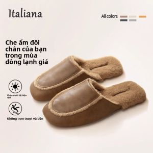 MONLEYTA | Dép đi trong nhà mùa đông bằng vải cotton cho nam và nữ Dép đi trong nhà bằng cao su chống trượt ấm áp thoải mái cho cặp đôi