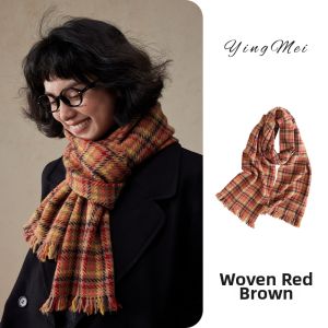 YINGMEI | Vintage and Premium Red-brown Scarf Cashmere