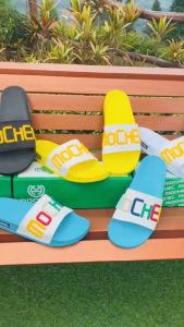 MOCHEL - Sandal Selop Pria dan wanita MOCHEL TPR Kuning Putih