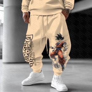 DRAGON BALL Goku Khaki Hoodie and Jogger Set Men Women Anime Character Print Two Piece Outfit with Orange Warrior Design