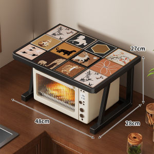 Kitchen Double Layer Shelf Microwave Oven Top Rack Home Use Countertop Storage Cabinet Multi-Function Rectangular Metal Stand