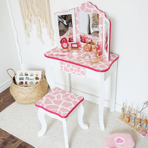 Wooden Pretend Makeup Vanity for Kids