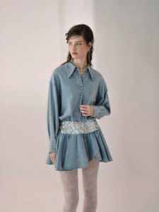 AIVEI | Spring Stylish Glitter Waist-accentuating Denim Dress