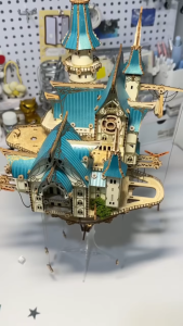 HowCat Angel Blue Fantasy Steam Castle DIY Wooden Puzzle (S0179E) 3D Wooden & Paper Puzzle