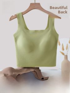 MiiOW | Ice Silk Strap Vest Womens Inner Wear Built-in Chest Pad Prevent Exposure Summer Seamless Strapless Top Belly Baring Backless
