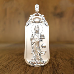 Original Solid South Sea Guanyin Imitation 99 Pure Silver Pendant Vairocana Sterling Silver Buddha Silver Easiest for Match Necklace for Men