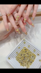 10pcs Gold Bunga Kupu-kupu Emas AksesoriKuku Premium Perhiasan Paduan Seni Kuku 3D Dekorasi Kuku