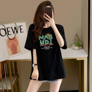 T-Shirt Wanita Hitam Lengan Pendek - Motif Huruf & Desain Korea  Katun Premium Bernapas Ukuran Besar  Streetwear Longgar Slim Fit Tren Musim Panas 2025  Baju Kasual Nyaman Multifungsi  Manis dan imut  Kerah bulat  Tops  Slip - on  Modis  Eksklusif