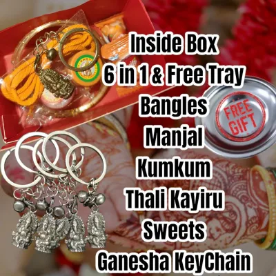 Beautiful | Unique Indian Doorgift | Nalunggu Set | Sumangali Set | Ganesha KeyChain WITHOUT TRAY