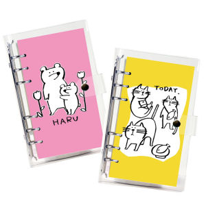 Creative Cartoon A6 Soft Leather Transparent Loose Leaf Notebook Cute Simple Design Diary Notebook for Students And Office Workers