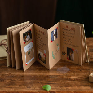 Accordion Folding Blank Cover DIY Album Retro Kraft Paper Handmade Growth Commemorative Booklet Creative Gift
