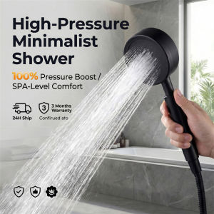 Handheld Shower Head High Pressure 304 Stainless Steel Anti-Clog Built-In Filter Standard Half Inch Fits HDB Matte Black