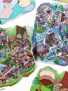 Infeelme Large Size Scenic Stickers My Little House Series 3D Landscape Galaxys Home Micro Miniature Scene Decorative Paper