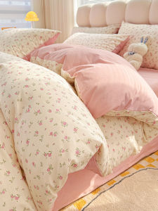 ผ้าห่มผ้านวมผ้าฝ้ายแท้สไตล์นอร์ดิก ลายดอก ชิ้นเดี่ยวขนาด 200x230 ผ้าฝ้าย 100 นักเรียน ผ้าคลุมหอพัก 15 ม สำหรับคนเดียว