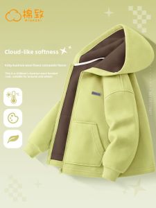 Boys Fleece Lined Jacket Casual Autumn Winter Clothes for Kids Zipper Closure Polyester Fiber Warm And Breathable Coat