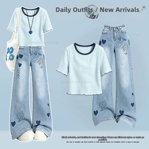 NUMEN BUTTON | Wavy Design Love Heart Petite Womens Set