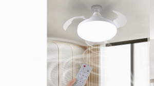 DingDian LED Ceiling Fan with Light Remote Control 3 Color Changeable 3 Blade Energy Saving Silent Invisible Blades for Bedroom Living Room Garage E27 Lamp Holder Modern Design