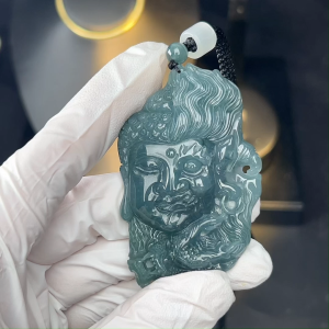 TIMESWIND Original Natural A-Type Jade Half-Buddha Half-Demon Pendant Lucky Men Necklace Fashion Jewelry Gift with Certificate