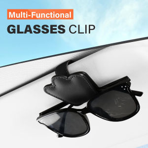Magnetic Leather Sunglass Holder for Car Sun Visor Multifunctional Eyeglass and Card Clip Fits Various Sizes of Glasses