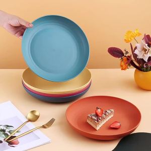 Nordic Outdoor Wheat Straw Plates - Large Plastic Bone Spitting Fruit Vegetable Tableware for Dry Foods - 1/6/10pcs Set