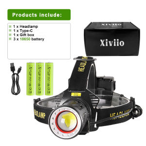 XHP360 Ultra Bright LED Headlight 18650 Type-C Rechargeable Headlamp Long Range 6000mHead Flashlight Fishing Climbing Head Light
