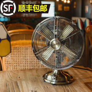 Vintage Bronze 8-Inch Metal Table Fan Adjustable Oscillating Desktop Electric Fan for Home Office Use by SUNKO Brand