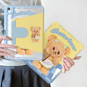 iPad Case Gen10 Gen11 Air7 with Pencil Holder Case Air6 11/13 Butter Bear iPad Pro11/13 Gen9 Gen8/7