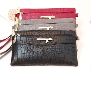 Women Crocodile Pattern PU Leather Crossbody Sling Bag Dual Zipper Wristlet Clutch Multi Compartment Casual Cellphone Handbag