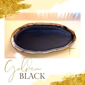 Dining Vaisselle - จานชาม Luxury Black Precieux plate set สีดำขอบทองหรูหรา English Artist Design อุปกรณ์บนโต๊ะอาหาร
