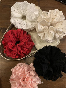 High Quality Lace Hair Ties for Women Elegant Red Headband Hair Accessories Fashionable Hair Bands Original Design by Jojo Wang