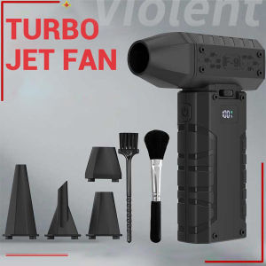 New Violent Turbo Jet Fan with 4 Nozzles & Lighting 160000RPM Powerful Air Blower Type-C Charging Brushless Motor Duster Blowing