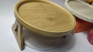 Sofa Handrail Tray  Cozy Sofa Armrest Tray  Wooden Sofa Round Plate Foldable