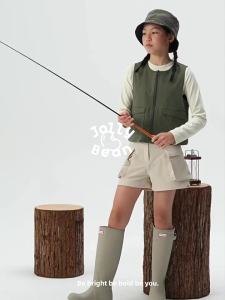 JOLLY BEAN | Pocket Grid Velvet Girls Vest