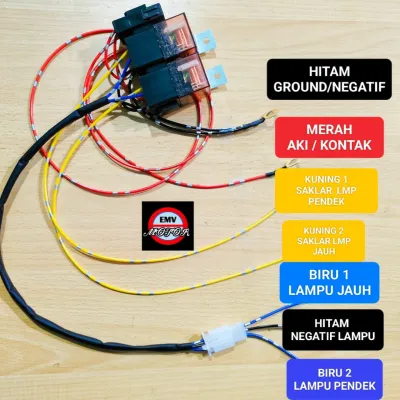 Kabel relay set PnP biled klakson D2 laser lampu tembak dan lampu utama motor dan mobil