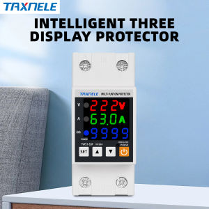 220V 63A Adjust Voltage Relay Over Under Voltage Protector Over Current Limit Wattmeter KWH Energy Meter Power Comsumption