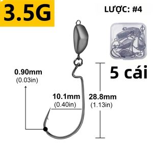 5 Cái/hộp Móc Câu Jig Head Kèm Chì Câu Trọng Lượng 3.5g-14g Móc Câu Lệch Có Ngạnh Dành Cho Mồi Mềm Cá Bass Cá Chó Cá Trê