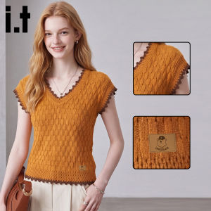 French V-Neck Sleeveless Lace Slimming Elegance Knit Top