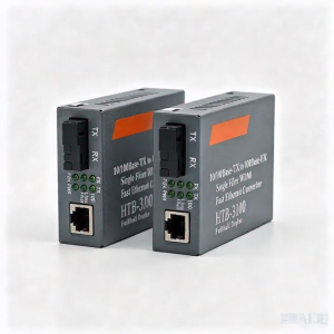 1 Pair HTB-3100  Media Converter Fiber Optical Single Mode Single Fiber SC Port 25KM External Power Supply 10/100M
